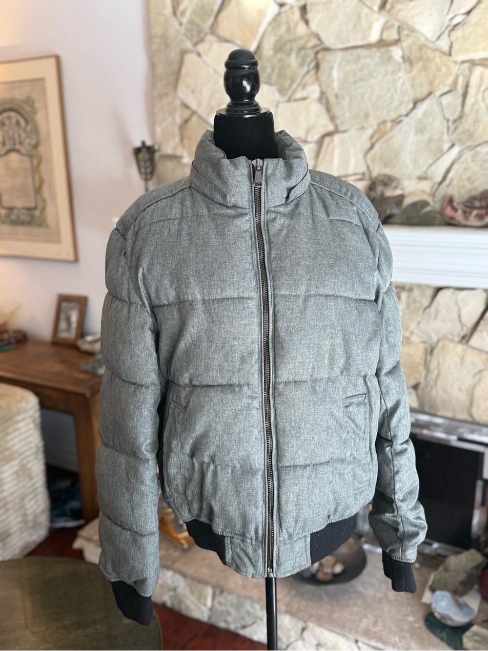 Storm Mountain Arctic Series Classic Bomber Puffer Jacket Grey Large